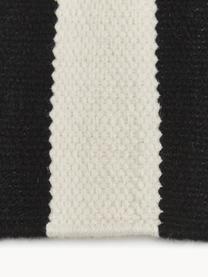 Alfombra kelim artesanal Donna, Parte superior: 70% lana, 19% nylon, 11% , Reverso: 100% algodón Las alfombra, Negro, blanco crema, An 160 x L 230 cm (Tamaño M)