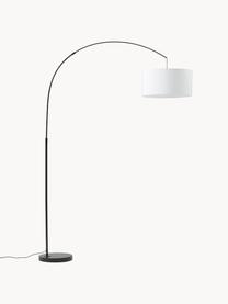 Lampada grande ad arco Niels, Base della lampada: metallo spazzolato, Paralume: tessuto, Bianco, nero, Alt. 218 cm
