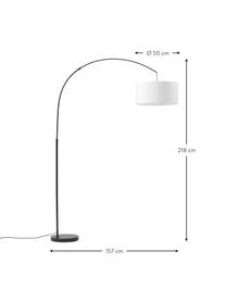 Große Bogenlampe Niels, Lampenfuß: Metall, gebürstet, Lampenschirm: Textil, Weiß, Schwarz, H 218 cm