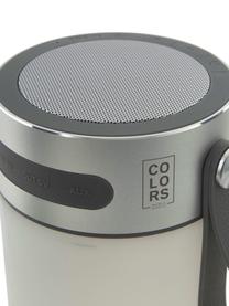 Lámpara para exterior regulable con altavoz Sound Jar, portátil, Pantalla: plástico, Asa: plástico, Plateado, blanco, Ø 9 x Al 14 cm