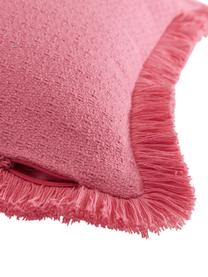 Federa arredo in cotone rosa con frange decorative Lorel, 100% cotone, Rosa, Larg. 40 x Lung. 40 cm