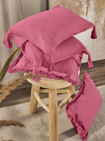 Poszewka na poduszkę z bawełny z frędzlami Lorel, 100% bawełna, Blady różowy, S 40 x D 40 cm