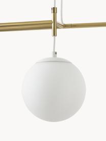 Lámpara de techo grande Flux, Pantalla: vidrio opalino, Cable: cubierto en tela, Anclaje: metal con pintura en polv, Blanco, dorado, An 127 x Al 150 cm