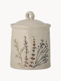 Handgemaakte opbergpot Bea met grasmotief, Keramiek, Beige, Ø 11 x H 15 cm