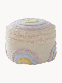 Pouf pour enfant en coton Sunita, Tissu beige clair, multicolore, Ø 40 x haut. 28 cm