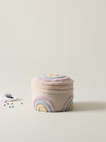 Pouf pour enfant en coton Sunita, Tissu beige clair, multicolore, Ø 40 x haut. 28 cm