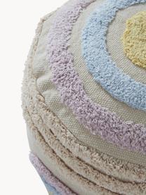 Pouf pour enfant en coton Sunita, Tissu beige clair, multicolore, Ø 40 x haut. 28 cm