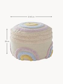 Pouf pour enfant en coton Sunita, Tissu beige clair, multicolore, Ø 40 x haut. 28 cm