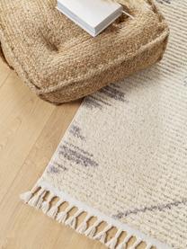 Hochflor-Teppich Bosse mit Bohomuster und Fransen, 100% Polyester, Hellbeige, Grau, B 160 x L 230 cm (Größe M)
