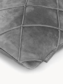 Zamatový poťah na vankúš s diamantovým vzorom Nobless, 100% polyesterový zamat, Tmavosivá, Š 40 x D 40 cm