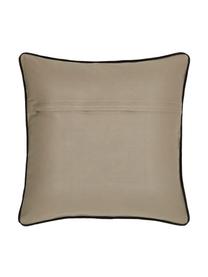 Kussenhoes met patroon Rivets met zwarte bies, 100% katoen, Crèmewit, taupe, B 45 x L 45 cm