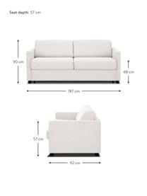Slaapbank Morgan (2-zits) met matras, Bekleding: 100% polyester Met 35.000, Poten: massief grenenhout, FSC-g, Geweven stof gebroken wit, B 187 x D 92 cm