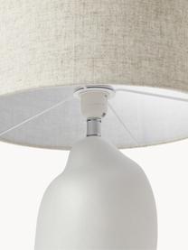 Grosse Keramik-Tischlampe Colett in organischer Form, Lampenschirm: Leinengemisch, Beige, Off White, Ø 35 x H 53 cm