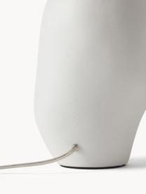Grosse Keramik-Tischlampe Colett in organischer Form, Lampenschirm: Leinengemisch, Beige, Off White, Ø 35 x H 53 cm