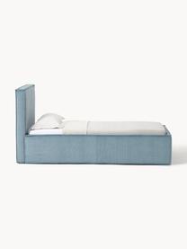 Cord-Einzelbett Dream mit Stauraum, Bezug: Cord (92 % Polyester, 8 %, Korpus: Massives Fichtenholz, Spa, Cord Blau, B 90 x L 200 cm