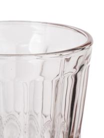 Vasos con relieve Solange, 6 uds., Vidrio, Rosa transparente, Ø 8 x Al 10 cm, 265 ml