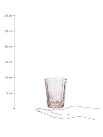 Vasos con relieve Solange, 6 uds., Vidrio, Rosa transparente, Ø 8 x Al 10 cm, 265 ml