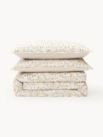 Housse de couette en percale de coton motif forêt Lamia, Beige, larg. 200 x long. 200 cm