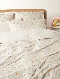 Housse de couette en percale de coton motif forêt Lamia, Beige, larg. 200 x long. 200 cm