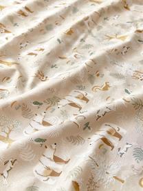 Housse de couette en percale de coton motif forêt Lamia, Beige, larg. 200 x long. 200 cm