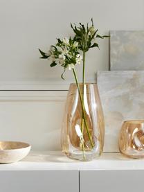 Velká ručně foukaná skleněná váza Luster, Foukané sklo, Okrová, Ø 20 cm, V 35 cm