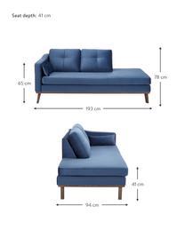 Chaise-longue in velluto blu scuro con schienale Alva, Rivestimento: velluto (copertura in pol, Struttura: legno di pino massiccio, Piedini: legno massello di faggio,, Velluto blu scuro, Larg. 193 x Prof. 94 cm