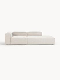 Chaise longue componibile in bouclé Lennon, Rivestimento: bouclé (100% poliestere) , Struttura: legno di pino massiccio, , Piedini: plastica Questo prodotto , Bouclè bianco latte, Larg. 269 x Prof. 119 cm, schienale a destra