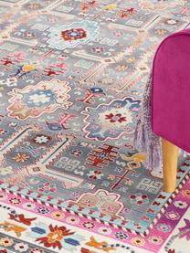 Tappeto Vintage Kashan, Retro: lattice, Blu, rosa, Larg. 121 x Lung. 173 cm (taglia S)