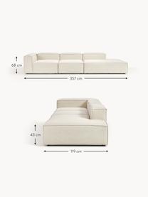 Modulaire XL chaise longue Lennon, Bekleding: 100% polyester De slijtva, Frame: massief grenenhout, FSC-g, Poten: kunststof, Geweven stof gebroken wit, B 357 x D 119 cm, rugleuning links