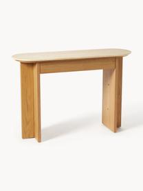 Consola de madera con tablero de travertino Zumi, Estructura: tablero de fibras de dens, Estante: travertino, Madera de roble, travertino tonos beige, An 120 x Al 80 cm