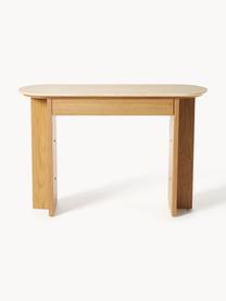 Consola de madera con tablero de travertino Zumi, Estructura: tablero de fibras de dens, Estante: travertino, Madera de roble, travertino tonos beige, An 120 x Al 80 cm