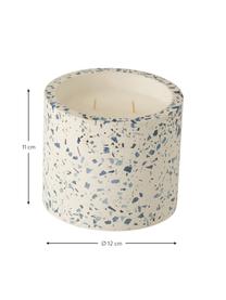 Zweidocht-Duftkerze Terrazzo, Behälter: Steingut, Cremefarben, Blau, Ø 12 x H 11 cm
