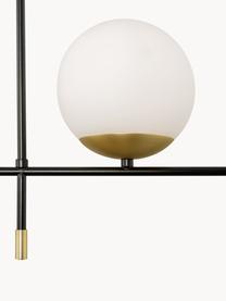 Grote design hanglamp Nostalgia, Lampenkap: melkglas, Baldakijn: gecoat metaal, Decoratie: gecoat metaal, Zwart, goudkleurig, B 95 x H 76 cm