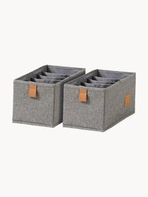 Boîtes de rangement Premium, 2 pièces, Gris foncé, brun, larg. 15 x haut. 30 cm