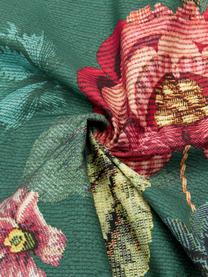 Baumwollperkal-Wendekopfkissenbezug Poppy Stitch, floral/gemustert, Webart: Perkal Fadendichte 200 TC, Grün, Mehrfarbig, 40 x 80 cm