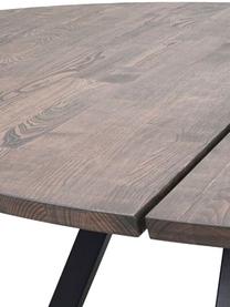 Mesa de comedor redonda de madera de roble Carradale, Ø 150 cm, Tablero: madera de roble aceitada, Patas: metal con pintura en polv, Madera de roble, negro, Ø 150 x Al 75 cm