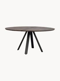 Mesa de comedor redonda de madera de roble Carradale, Ø 150 cm, Tablero: madera de roble aceitada, Patas: metal con pintura en polv, Madera de roble, negro, Ø 150 x Al 75 cm