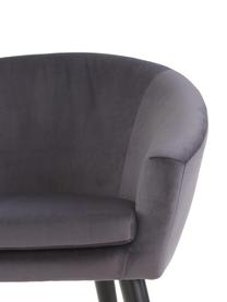 Chaise en velours gris et à accoudoirs Lino, Gris foncé