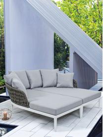 Set 2 lettini da giardino Pelican, Cornice: alluminio verniciato a po, Bianco, grigio chiaro, Larg. 182 x Prof. 179 cm