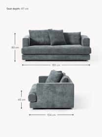 Sofa Tribeca (2-osobowa), Tapicerka: 100% poliester Dzięki tka, Stelaż: drewno bukowe, drewno sos, Nogi: drewno sosnowe Ten produk, Szaroniebieska tkanina, S 185 x G 104 cm