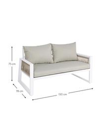 Tuin loungeset Captiva in beige/wit, 4-delig, Bekleding: polyester, Frame: gepoedercoat aluminium, Beige, wit, Set met verschillende formaten