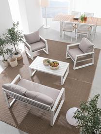 Tuin loungeset Captiva in beige/wit, 4-delig, Bekleding: polyester, Frame: gepoedercoat aluminium, Beige, wit, Set met verschillende formaten