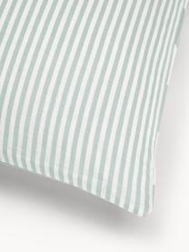 Taie d'oreiller réversible en coton à rayures Lorena, Vert sauge, blanc, larg. 50 x long. 70 cm