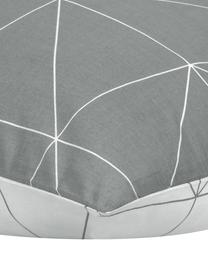 Baumwoll-Wendekopfkissenbezüge Marla mit grafischem Muster, 2 Stück, Webart: Renforcé Fadendichte 144 , Grau & Weiß, gemustert, B 40 x L 80 cm