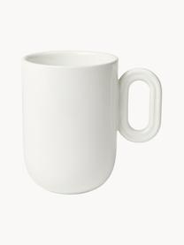 Handgefertigte Tasse Stevns, Steingut, glasiert, Off White, glänzend, Ø 8 x H 12 cm, 400 ml