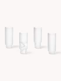 Set di 4 bicchieri da long drink in vetro soffiato millerighe Ripple, Vetro soffiato, Semi trasparente opaco, Ø 6 x Alt. 14 cm, 300 ml