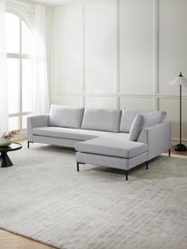 Ecksofa Luna, Bezug: 100 % Polyester, Oeko-Tex, Gestell: Massives Buchenholz, Schi, Füße: Metall, galvanisiert Das , Webstoff Grau, B 280 x T 184 cm, Eckteil links