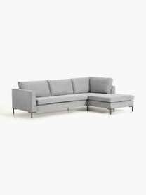 Ecksofa Luna, Bezug: 100 % Polyester Der strap, Gestell: Massives Buchenholz, Schi, Füße: Metall, galvanisiert Das , Webstoff Grau, B 280 x T 184 cm, Eckteil links