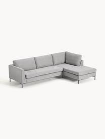 Ecksofa Luna, Bezug: 100 % Polyester Der strap, Gestell: Massives Buchenholz, Schi, Füße: Metall, galvanisiert Das , Webstoff Grau, B 280 x T 184 cm, Eckteil links