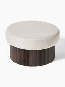 Pouf con vano contenitore Nala, Rivestimento: 100% poliestere Con 40.00, Struttura: legno di frassino Il mate, Tessuto beige, legno scuro, Ø 82 x Alt. 46 cm